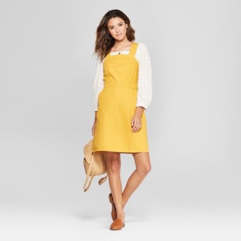 Mustard yellow pinafore dress